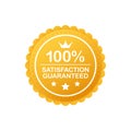 Gold Satisfaction Guarantee Emblem Seal. Medal Label Icon Seal Sign Isolated on White Background. Vector illustration.